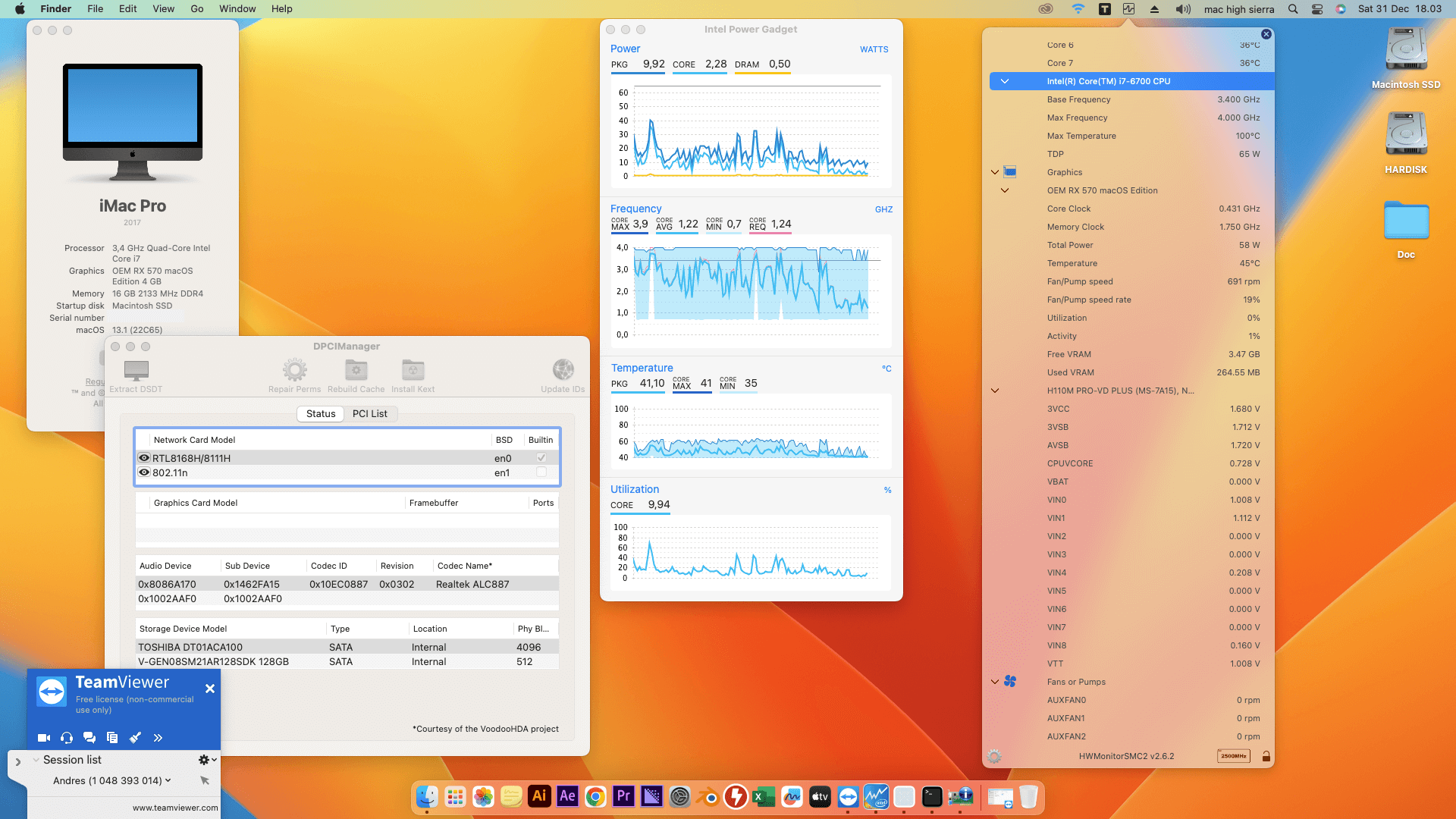 Success Hackintosh macOS Ventura 13.1 Build 22C65 in MSI H110M PRO-VD PLUS + Intel Core i7 6700 + OEM RX 570